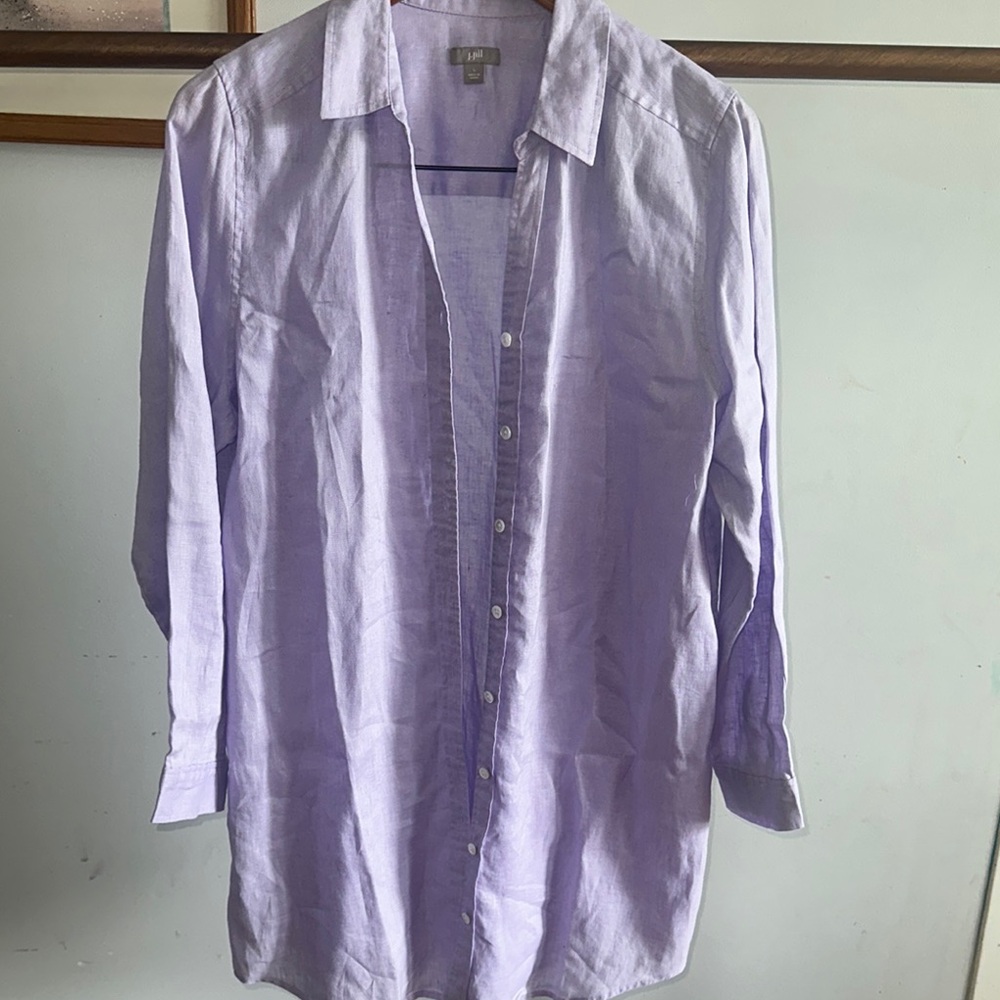 J. Jill Purple Tunic Top Lightweight 100% Linen